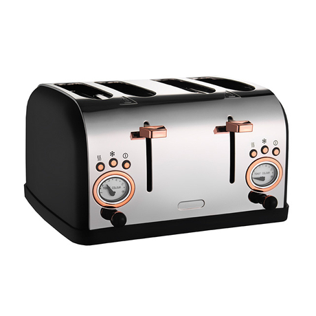 4-Slice Toaster Retro Style Stainless Steel Toaster with 6 Bread Shade Setting Wide Slot