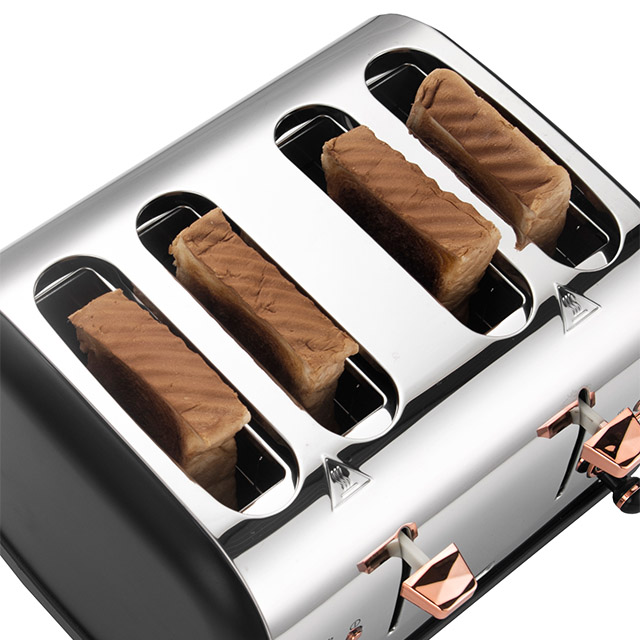 4-Slice Toaster Retro Style Stainless Steel Toaster with 6 Bread Shade Setting Wide Slot